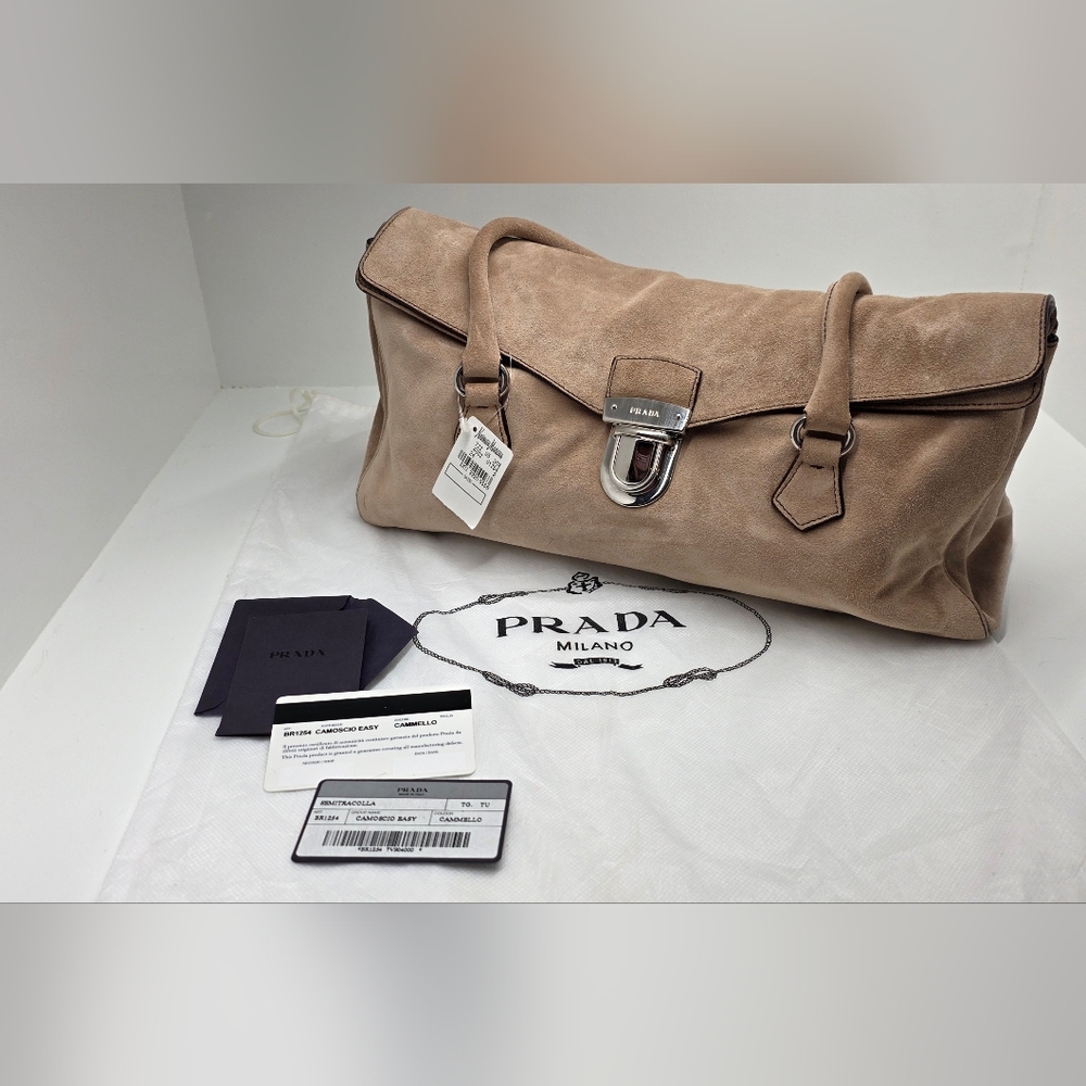 Prada Tan Suede Satchel